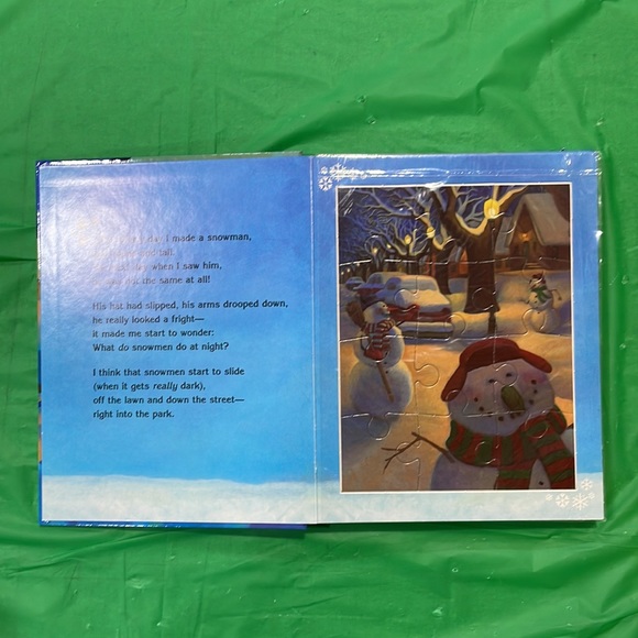 Snowman At Night Jigsaw PUZZLE  BOOK Christmas Caralyn Buehner Board Book RARE! - Picture 3 of 9